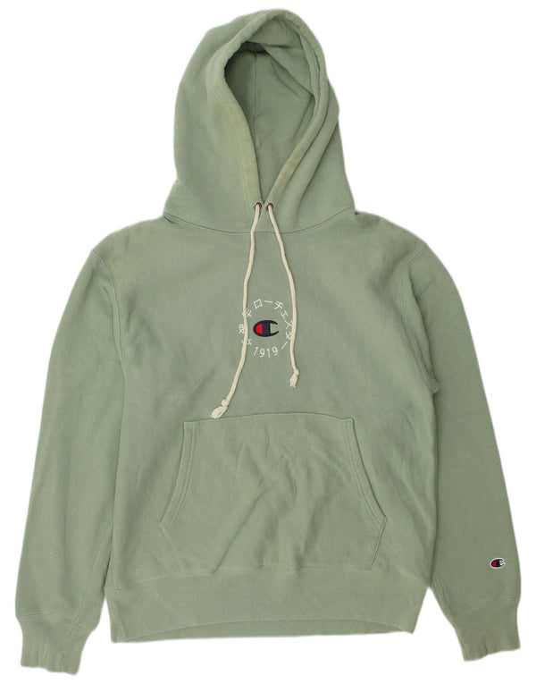 Jumper com capuz gráfico masculino Champion algodão verde médio