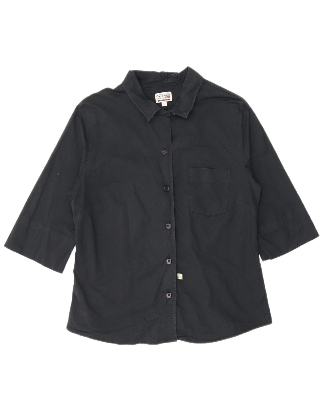 Camisa feminina de manga 3/4 Levi's UK 14 grande algodão preto