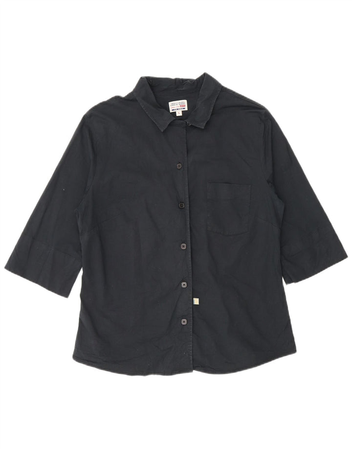 Camisa feminina de manga 3/4 Levi's UK 14 grande algodão preto