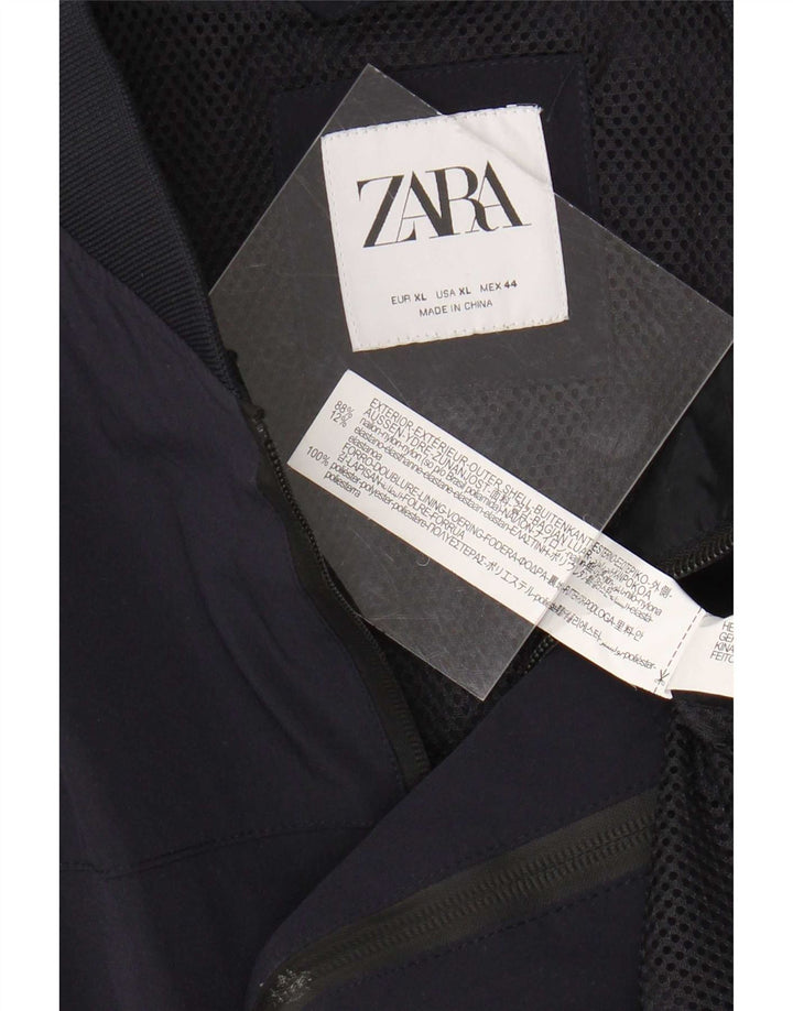 Jaqueta bomber masculina Zara IT 44 XL azul marinho nylon
