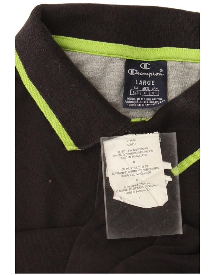 Camisa polo masculina CHAMPION grande algodão preto