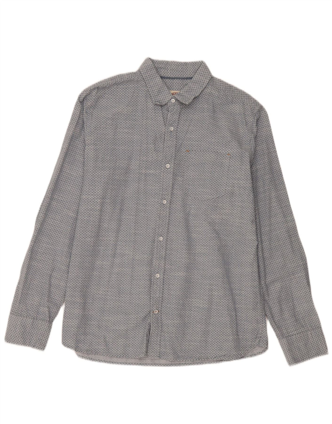 Camisa masculina Fat Face grande algodão geométrico azul