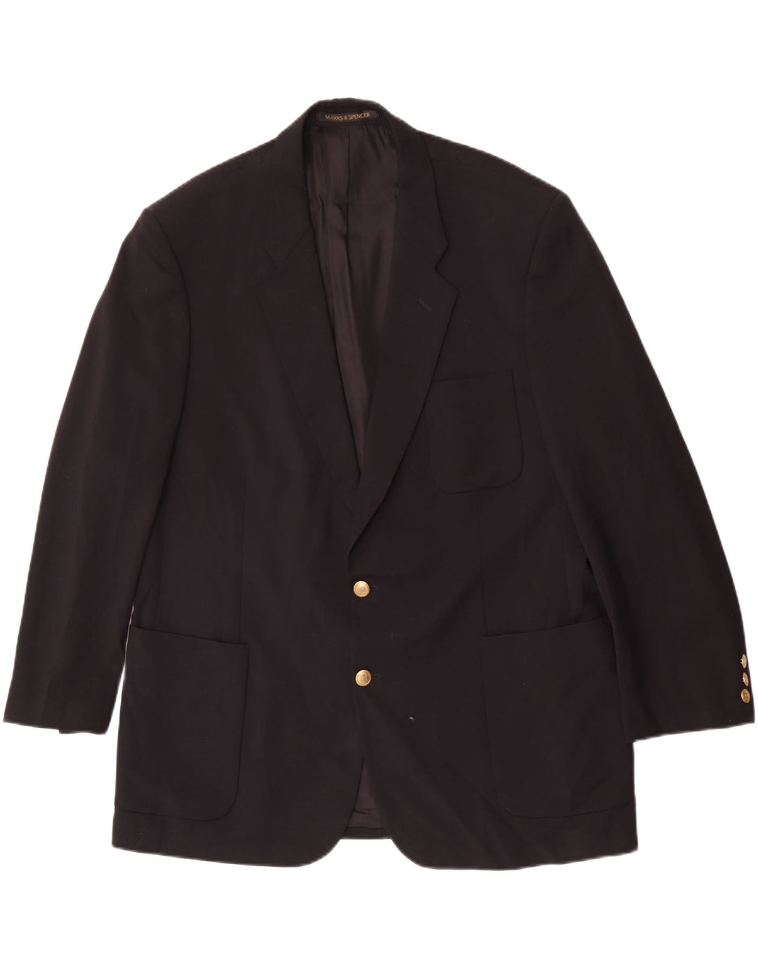 Jaqueta blazer masculina de 2 botões Marks & Spencer Reino Unido 46 XL preto poliéster