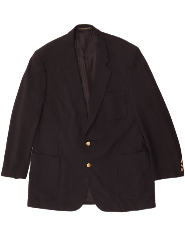Jaqueta blazer masculina de 2 botões Marks & Spencer Reino Unido 46 XL preto poliéster