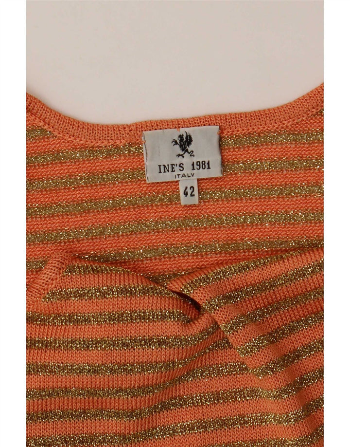 Top feminino de malha vintage IT 42 listrado laranja médio