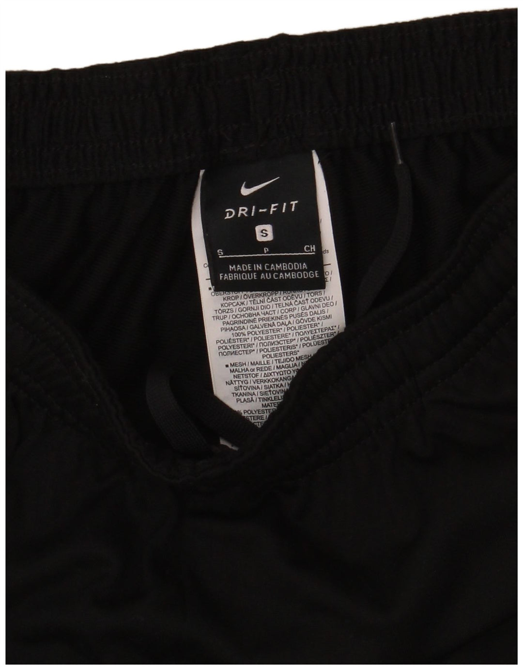 Calça de treino masculina Nike Dri Fit pequena preta colorblock poliéster