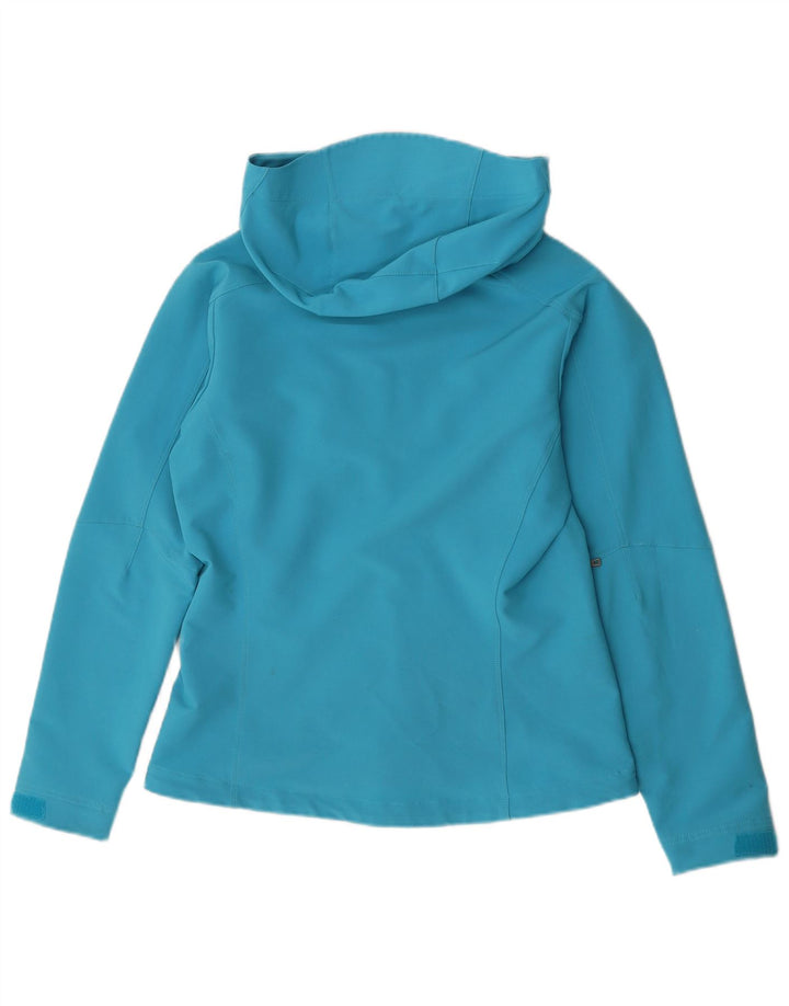Jaqueta corta-vento feminina com capuz Patagonia UK 14 poliéster turquesa médio