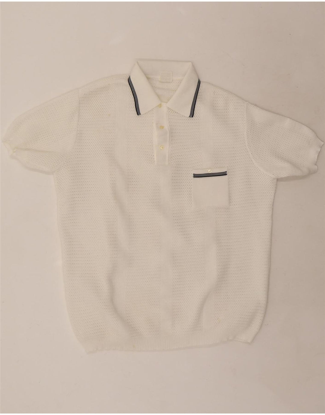 Suéter masculino Trevira de manga curta com gola polo, grande poliéster branco