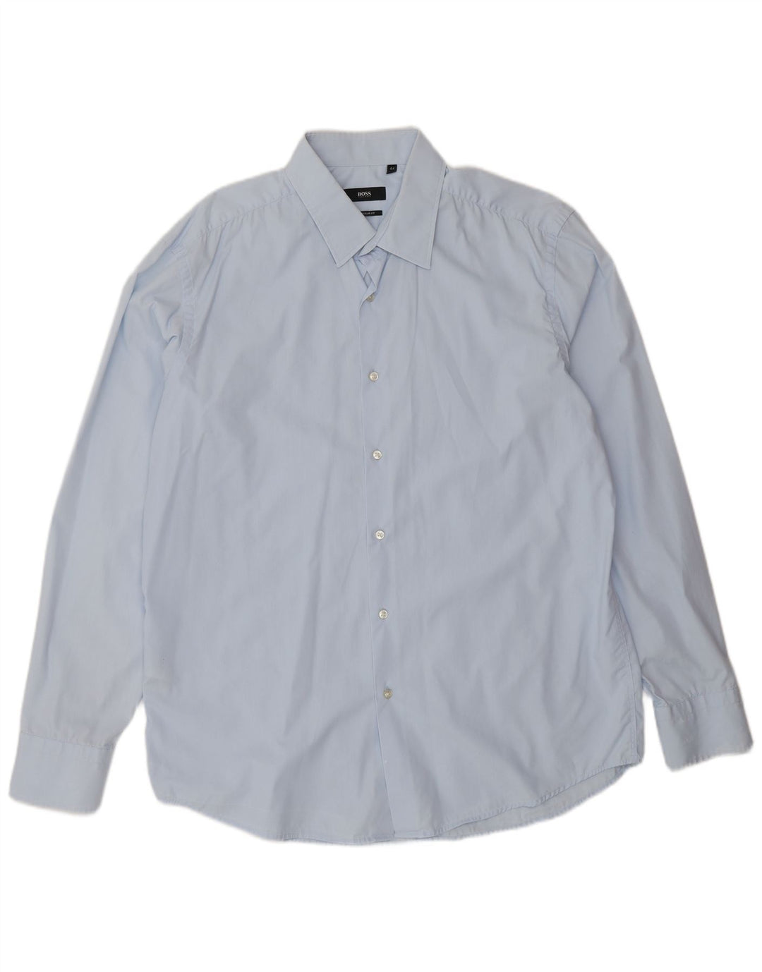 Camisa masculina Hugo Boss Regular Fit tamanho 44 17 1/2 XL algodão azul