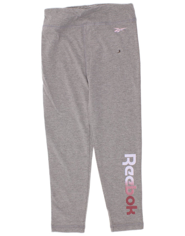 Leggings Reebok Graphic para meninas 5-6 anos algodão manchado cinza