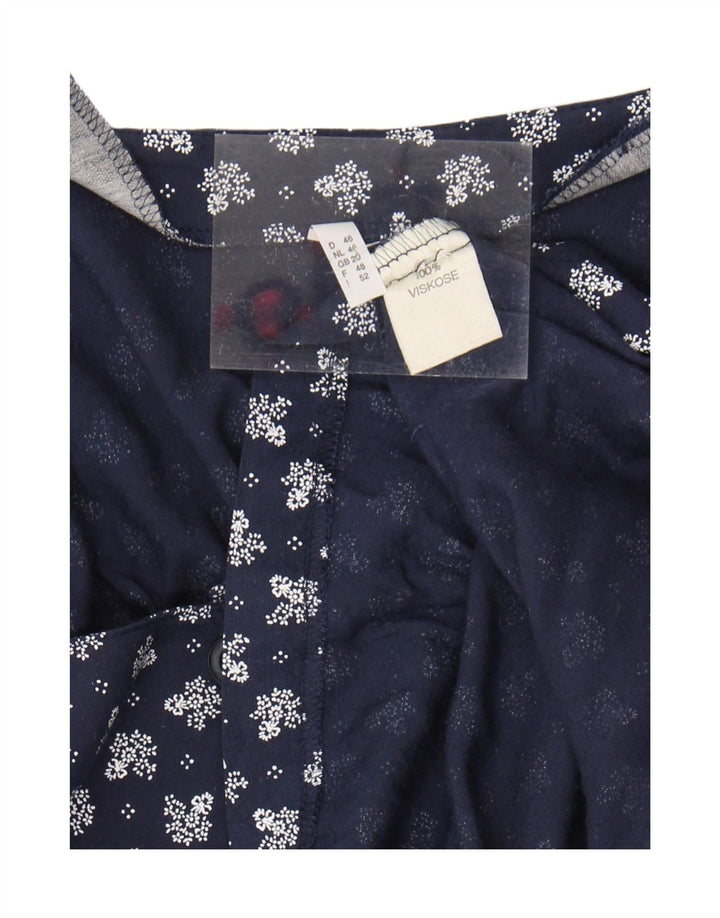 Macacão feminino vintage UK 20 2XL azul marinho floral viscose