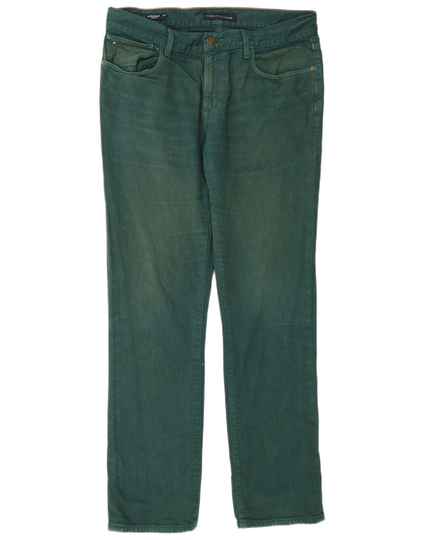 Tommy Hilfiger Masculino Droite Straight Jeans W33 L32 Algodão Verde