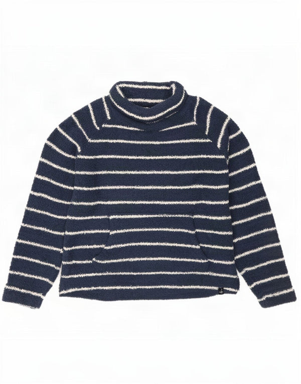 Suéter feminino Weird Fish com gola redonda e listrado azul marinho grande Reino Unido 14