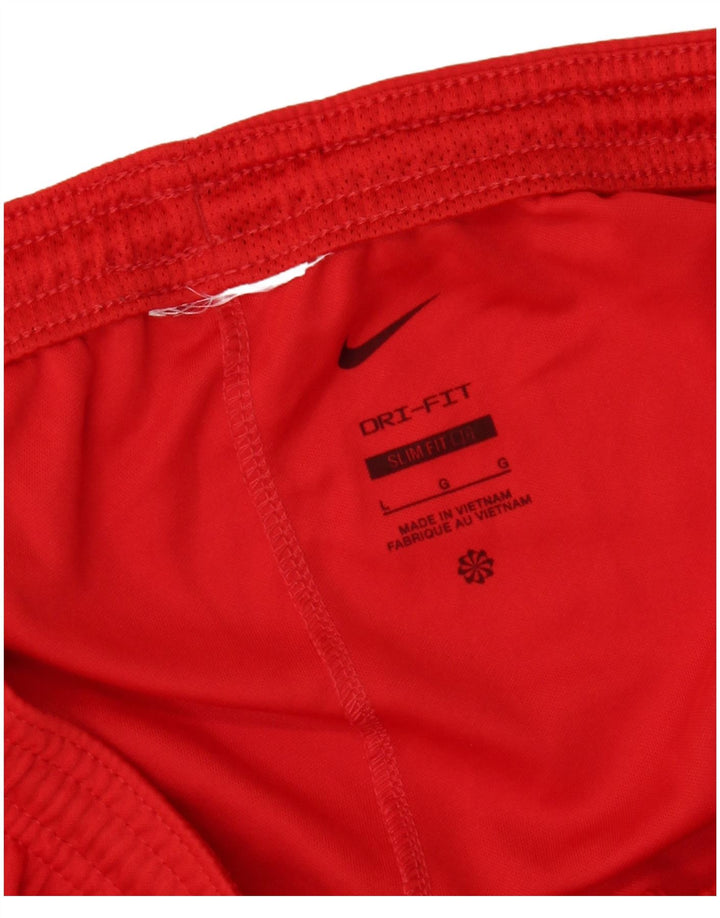 Shorts esportivos masculinos NIKE Dri Fit Slim Fit grande bloco vermelho