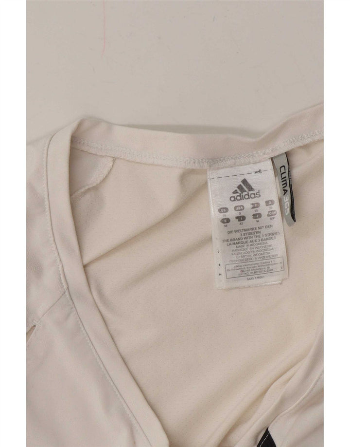 Adidas Womens Clima 365 T-Shirt Top UK 10 Pequeno Poliéster Branco