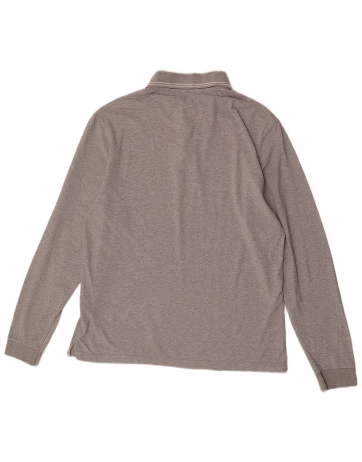 Camisa polo masculina de manga comprida Champion grande algodão cinza