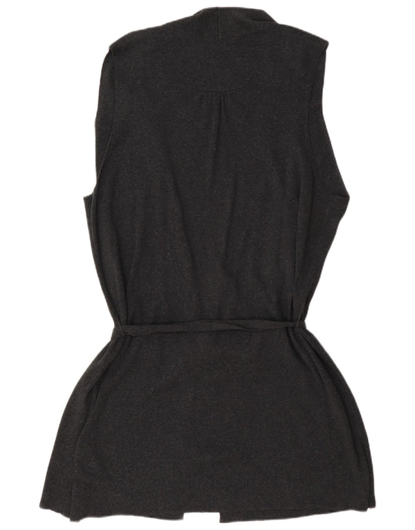 Suéter cardigã feminino sem mangas com palangre Marks & Spencer Reino Unido 20 2XL cinza