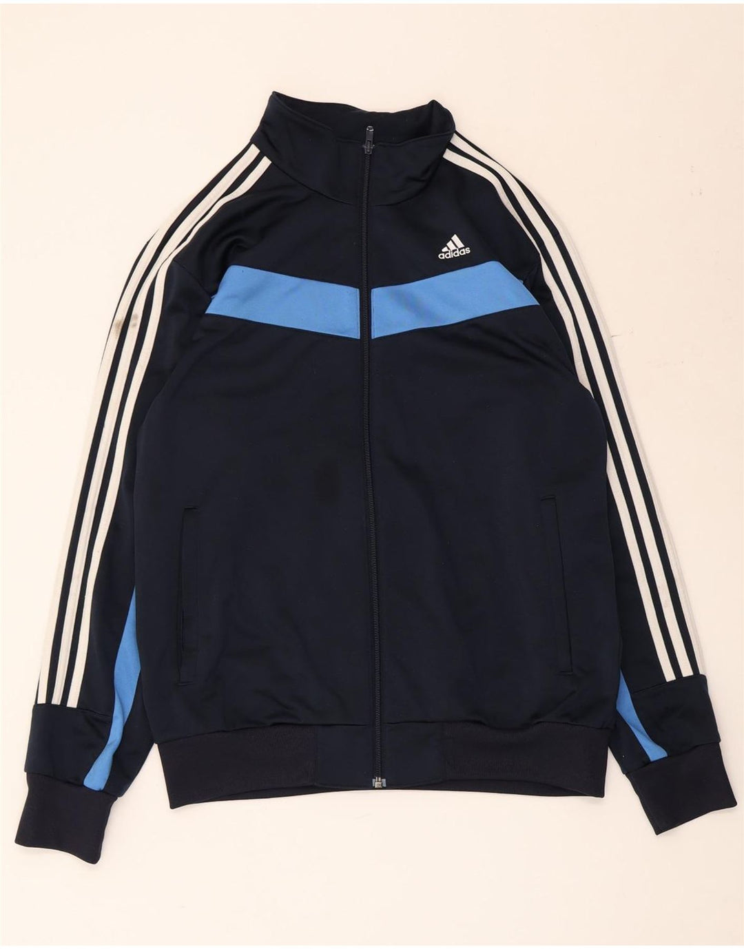 Adidas Mens Tracksuit Top Jacket Médio Azul Marinho Colorblock Poliéster