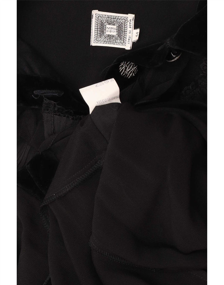 Vestido maxi feminino vintage de manga comprida com babados na frente IT 44 médio preto