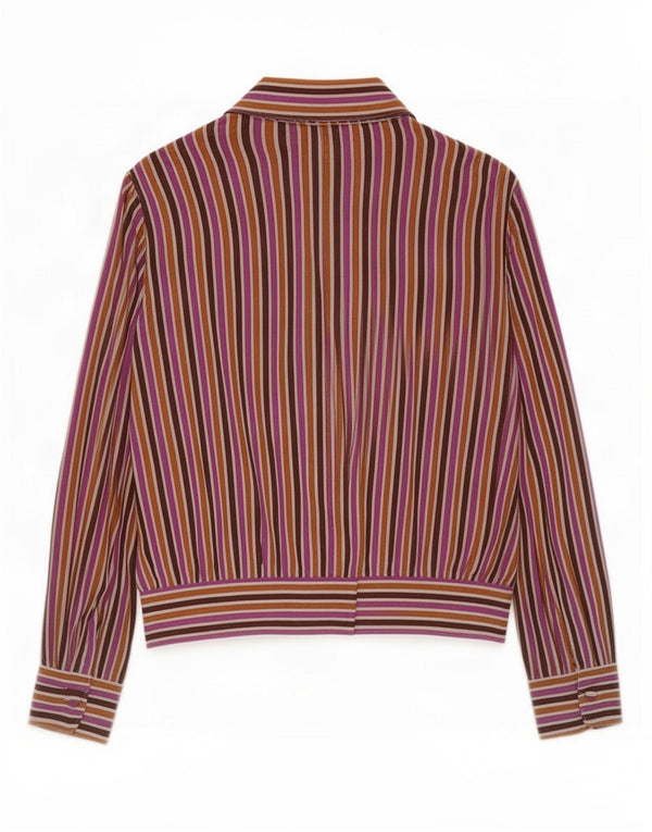Blusa feminina de manga comprida Benetton UK 16 listra rosa grande