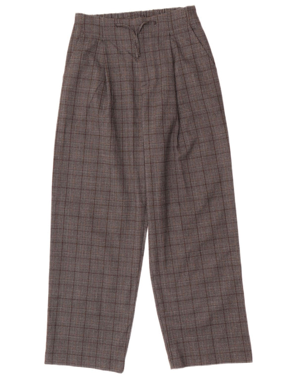 Zara Calças Chino de ajuste solto para meninas 13-14 anos W25 L26 cinza Houndstooth