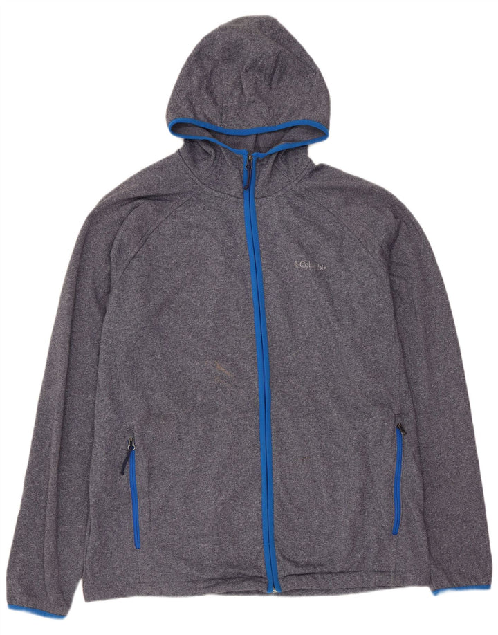 Suéter masculino COLUMBIA com capuz e zíper XL azul marinho poliéster manchado