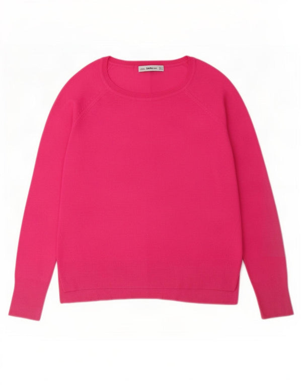 Suéter feminino Zara com gola canoa UK 14 viscose rosa médio