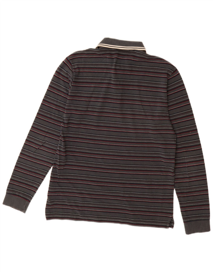 Camisa polo masculina de manga comprida FRED PERRY algodão listrado cinza médio