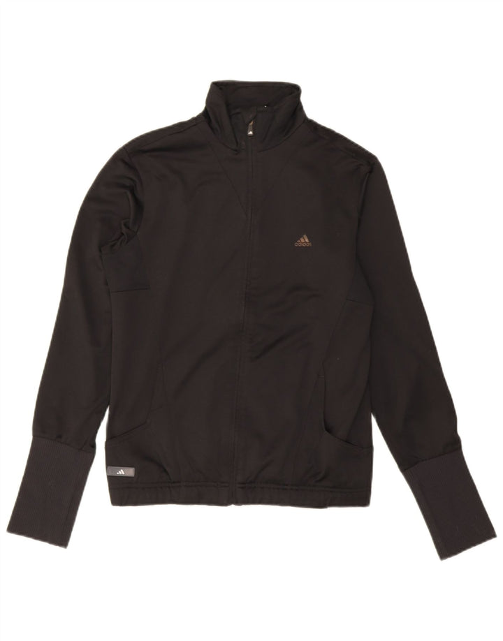 Adidas Womens Tracksuit Top Jacket UK 12 Médio Preto Poliéster