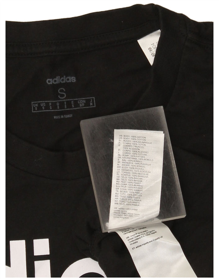 Adidas Mens Graphic T-Shirt Top Pequeno Algodão Preto