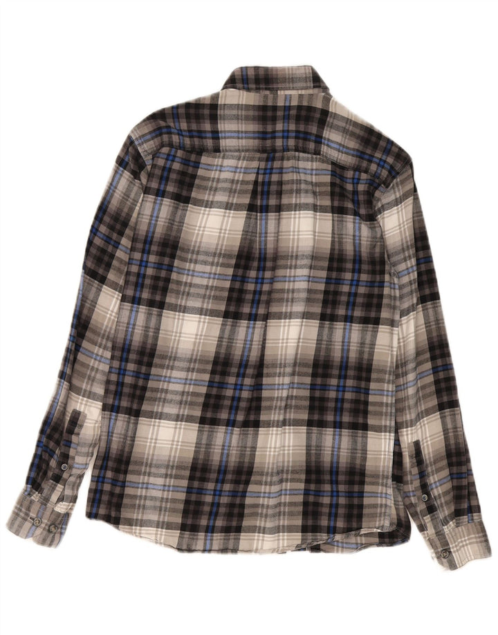 Camisa masculina de flanela Eddie Bauer Classic Fit pequena cinza xadrez algodão