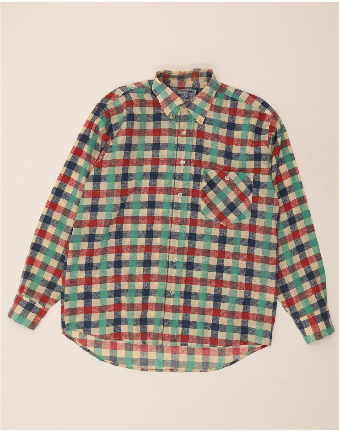 Camisa masculina vintage média xadrez multicolorida