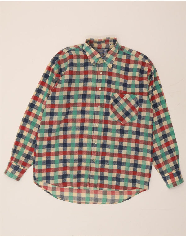 Camisa masculina vintage média xadrez multicolorida