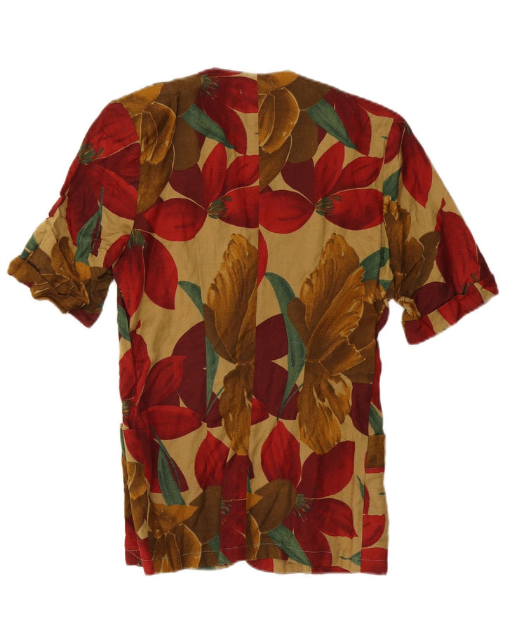 Jaqueta blazer feminina vintage de manga curta UK 12 Medium Multicolor Tropic