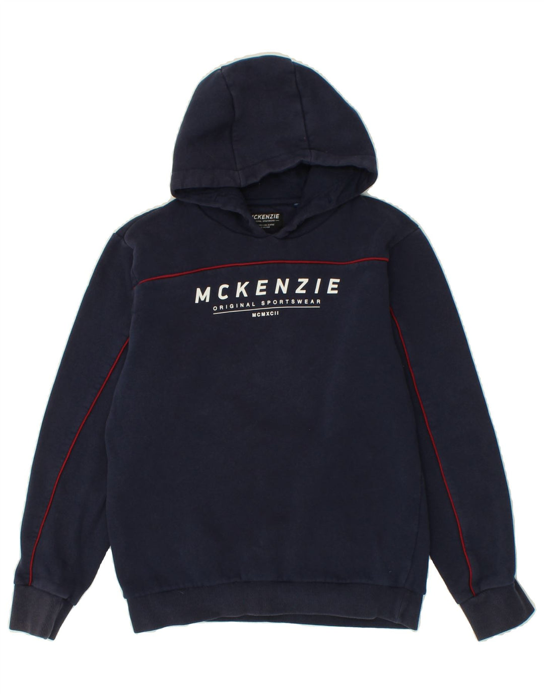 MCKENZIE Boys Graphic Hoodie Jumper 13-14 Years Navy Blue Vintage Mckenzie and Second-Hand Mckenzie from Messina Hembry 