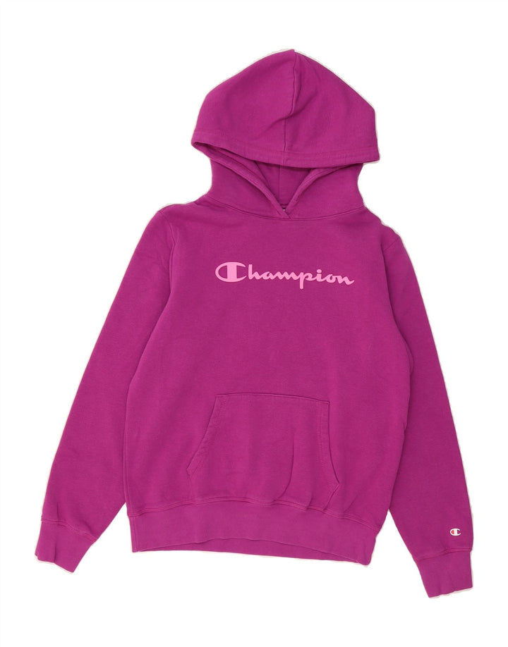 CHAMPION Womens Graphic Hoodie Jumper UK 18 XL Purple Cotton Vintage Champion and Second-Hand Champion from Messina Hembry 