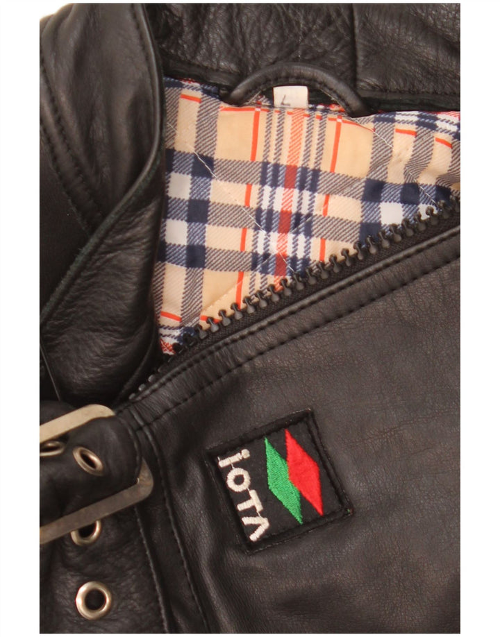 Jaqueta de couro masculina vintage para motociclista UK 40 grande preta