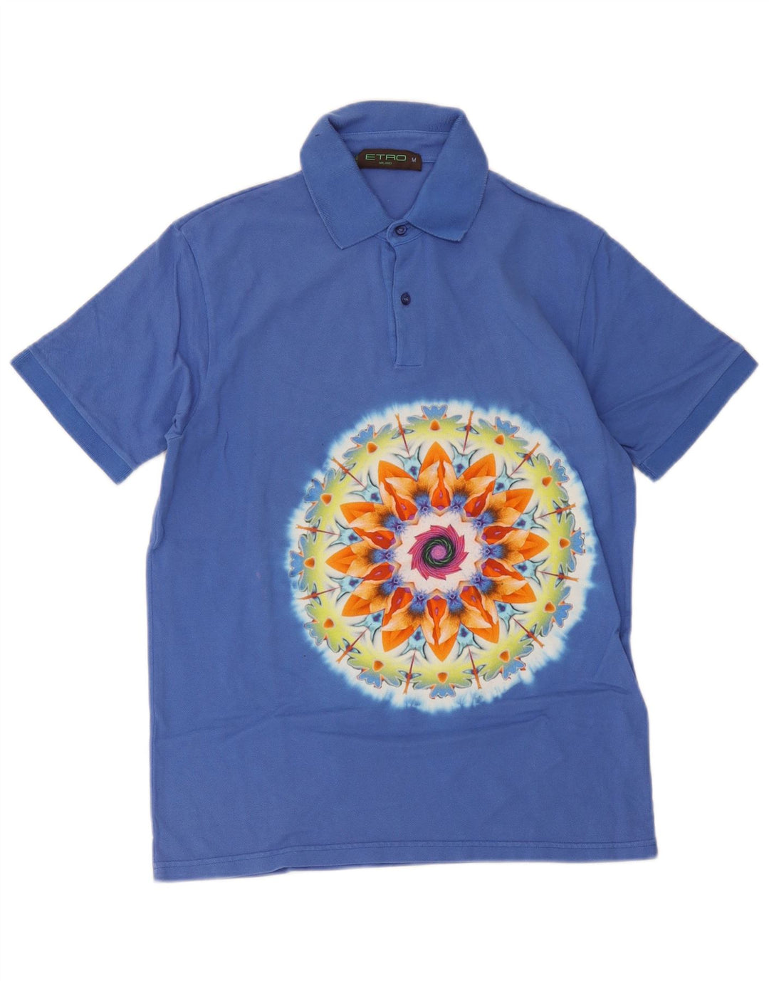 Camisa polo masculina Etro médio azul floral algodão