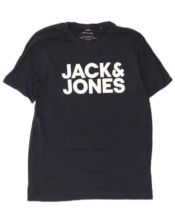 Camiseta gráfica masculina Jack & Jones Top XL algodão azul marinho