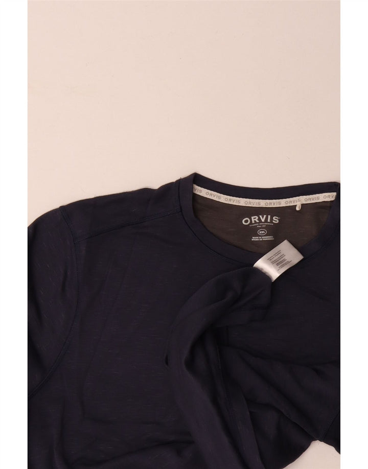 ORVIS Top masculino de manga comprida 2XL rayon manchado azul marinho