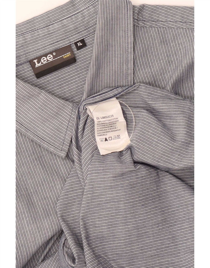 Camisa masculina Lee XL cinza risca de giz algodão