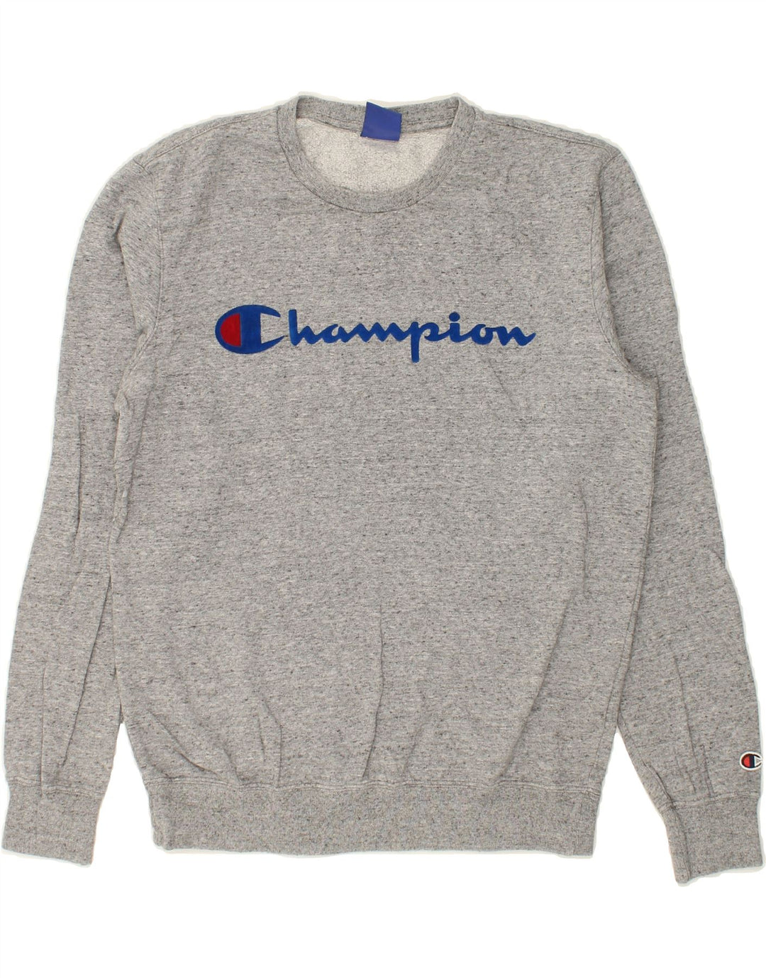 CHAMPION Mens Graphic Sweatshirt Jumper Small Grey Flecked Cotton Vintage Champion and Second-Hand Champion from Messina Hembry 