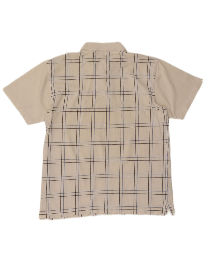 Camisa polo masculina Ellesse de algodão xadrez médio branco