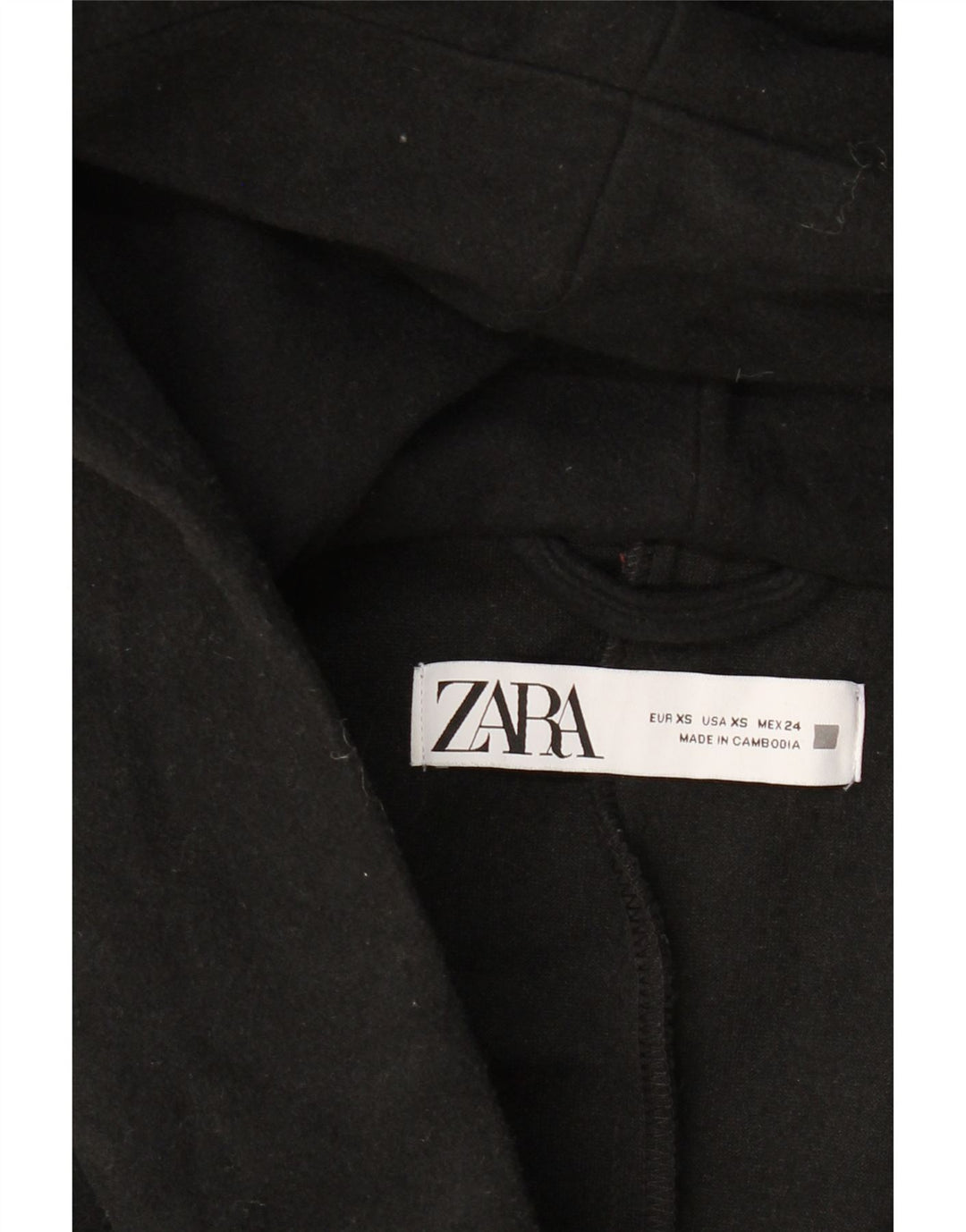 Sobretudo feminino oversized com capuz ZARA UK 6 XS preto