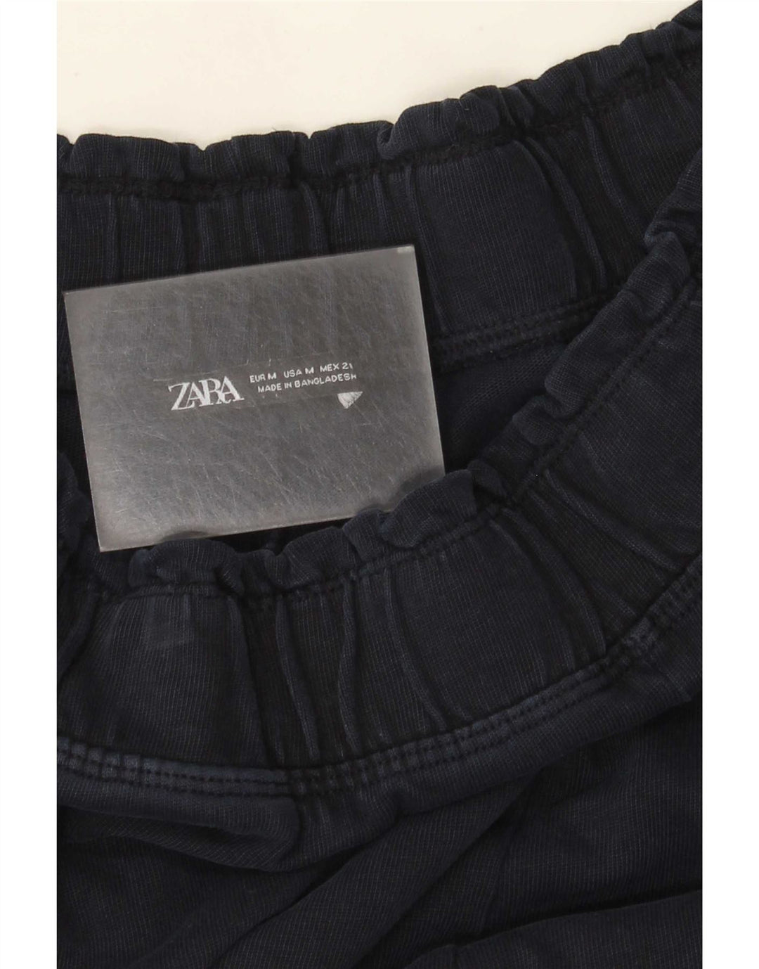 Calça feminina Zara com pernas largas UK 14 azul marinho médio