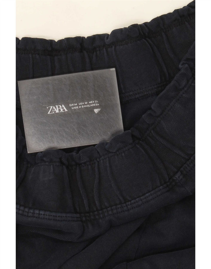 Calça feminina Zara com pernas largas UK 14 azul marinho médio