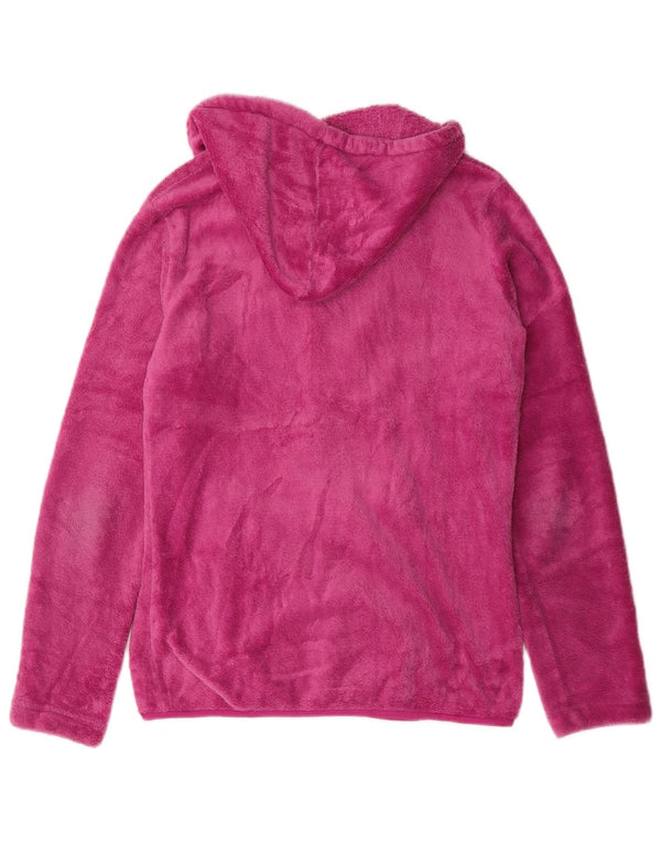 Jaqueta de lã com capuz feminina Brugi UK 16 grande poliéster rosa