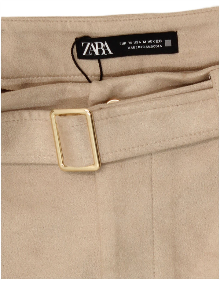 Zara Mini saia feminina média W28 poliéster bege