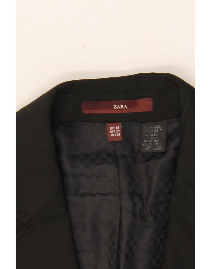 Jaqueta blazer masculina Zara com 3 botões EU 48 poliéster preto médio