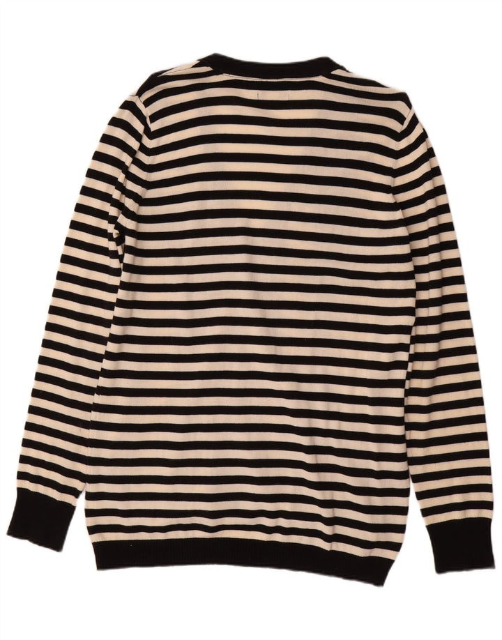 Suéter cardigã feminino RALPH LAUREN UK 18 XL listrado branco